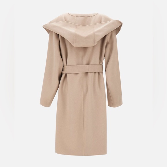 NWT ‘S Max Mara ‘Priscilla’ Sand Midi Wrap 100% Virgin Wool Coat Size: M/L Fall - Picture 9 of 9